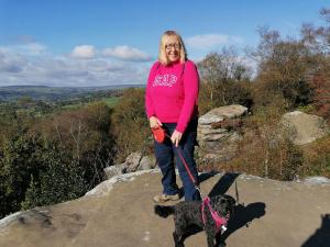 Regular Giver Jane and her dog